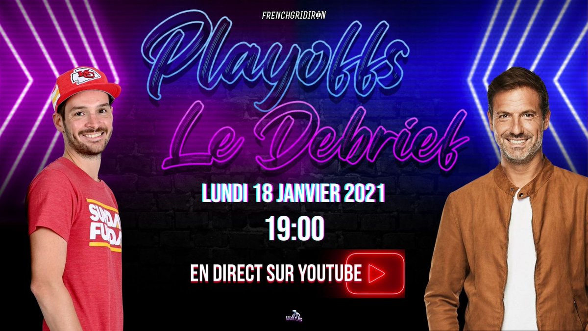 FrenchGridiron's tweet photo. Le DEBRIEF du Divison Round de la #NFL 🏈  c'est ce soir sur Youtube ▶️  https://t.co/f8icfpklBm à 19:00. 
@MamaSantiag fait le tour des infos avec @pa_75 &amp; @GregoryAscher de #LequipeNFL à voir sur @lachainelequipe tous les WE jusqu'au SBLV
🔥 #SuperbowlParty #FFFA https://t.co/fBzdLumkC0