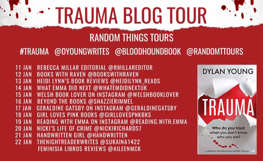One that holds you within the suspense and mystery of the pages until the end.

ICYMI ON SATURDAY! <a href="/ShazzieRimmel/">Sharon Rimmelzwaan</a> reviews #Trauma by <a href="/dyoungwrites/">Dylan Young</a> with #RandomThingsTours <a href="/Bloodhoundbook/">Bloodhound Books</a> 

sharonbeyondthebooks.wordpress.com/2021/01/16/dyl…