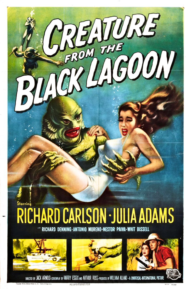 18. CREATURE FROM THE BLACK LAGOON (1954)Today’s rec is a classic. One of the Universal monsters, Gill-man might not have quite the following Dracula or Frankenstein has, but he’s got presence.A true matinee movie monster, he’s simply cool.  #Horror365  #365DaysOfHorror