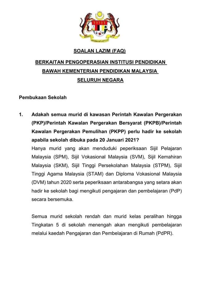 KemPendidikan's tweet photo. SOALAN LAZIM (FAQ) BERKAITAN
PENGOPERASIAN INSTITUSI PENDIDIKAN BAWAH 
KEMENTERIAN PENDIDIKAN MALAYSIA SELURUH NEGARA

[1/4] https://t.co/Y8NU9HBVjJ