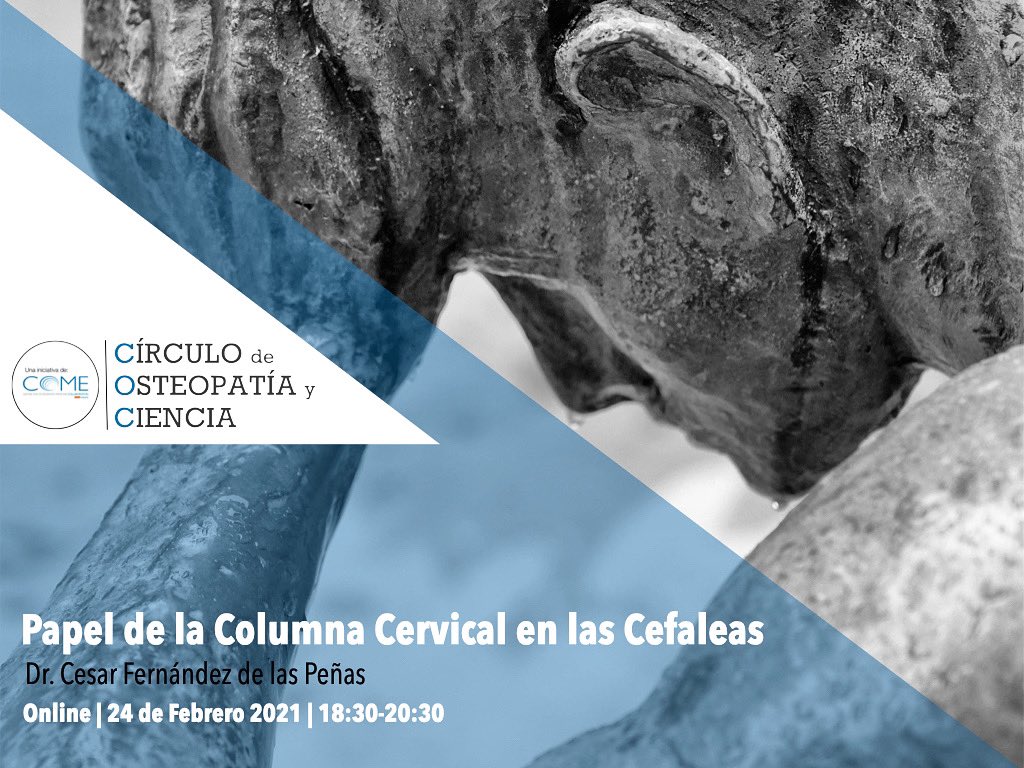 COME_COLL_ESP's tweet photo. 📢📢ATENCIÓN!📢📢 Anunciamos nueva charla del Círculo de Osteopatía y Ciencia. De la mano de uno de los investigadores más relevantes sobre esta temática, presentamos la conferencia "Papel de la Columna Cervical en la Cefalea". 

+info e insripciones: https://t.co/jqUniJOT8p https://t.co/9VJpjErtYX