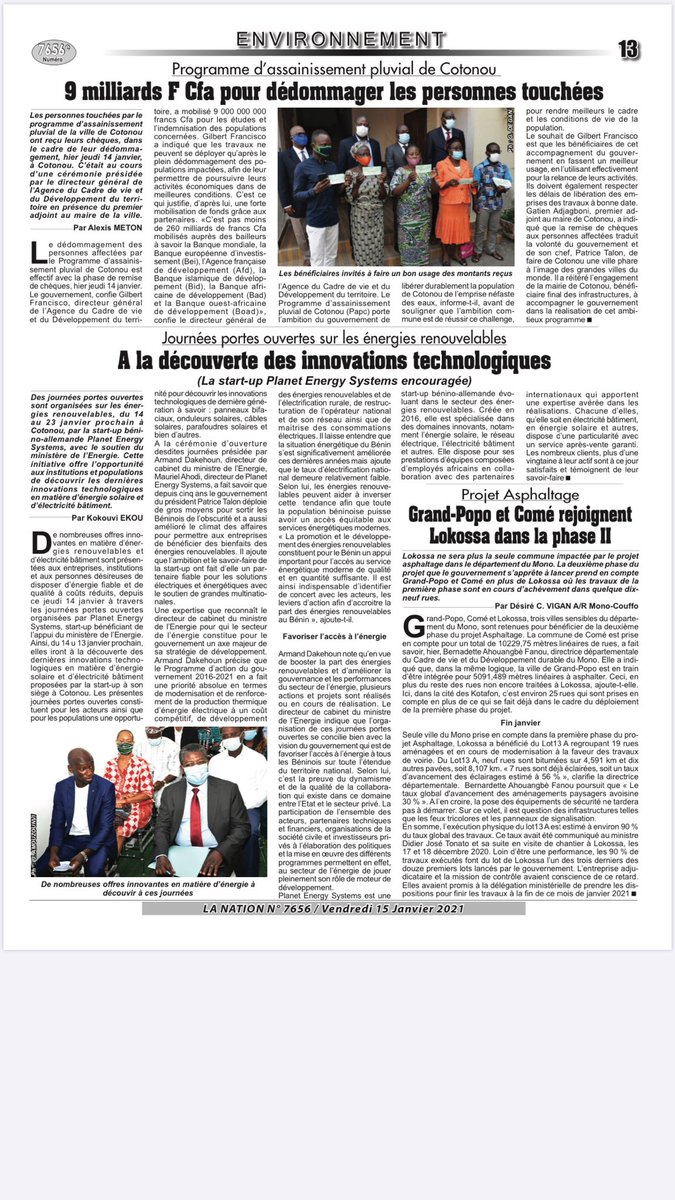 PlanetEnergySy3's tweet photo. Les Journées portes ouvertes a Planet Energy Systems dit la Nation

#journéesportesouvertes 
#energiesolaire #electicitebatiment 
#planetenergysystems  #sustainability #environment #climatechange #energy #travaux #securite https://t.co/MCTfJPzomZ