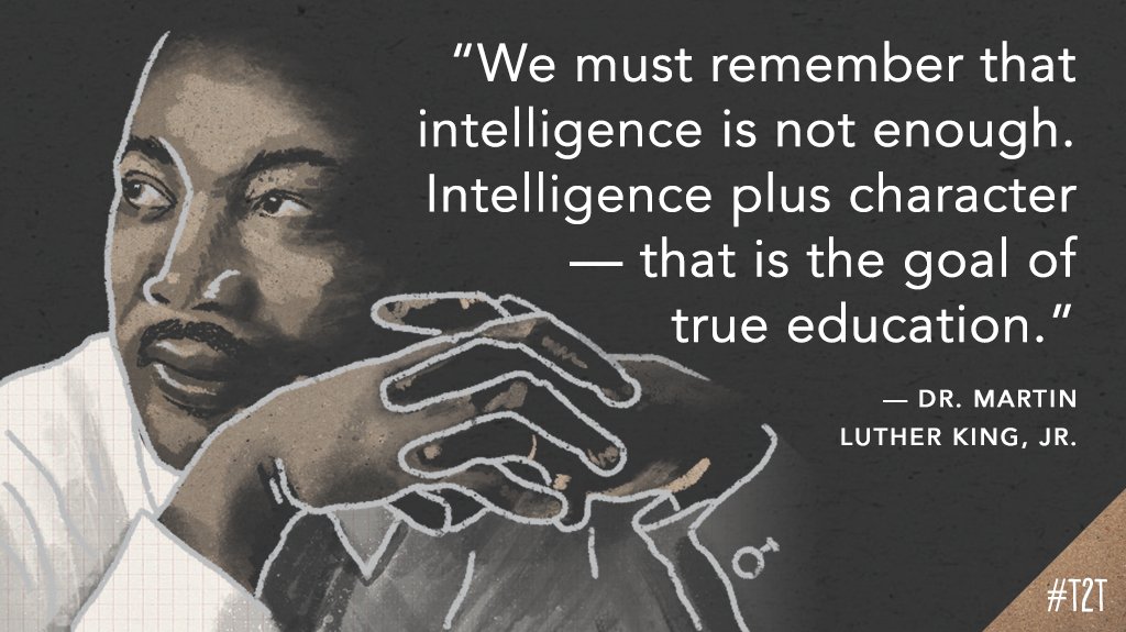 teacher2teacher's tweet photo. This MLK Day, might you take a moment to reflect on what "education" means to you – and your Ss? #TeacherLife #ChampForKids #BeTheOne https://t.co/TQKoFaYx08
