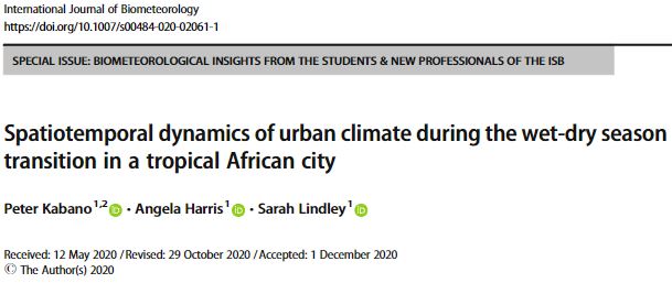 Our paper about intra #UrbanClimate variability in Kampala published in International Journal of Biometeorology (#3SNPworkshop @biometeorology SI). @KCCAUG @Sarah_J_Lindley @AngelaHarris78 Funding by: @commschols @FPA2 @IPCC_CH. link: doi.org/10.1007/s00484…