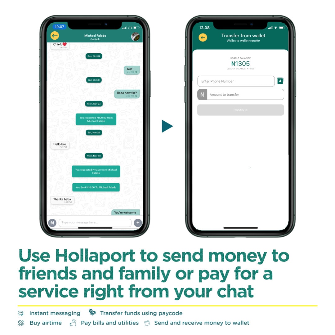 Chat with family and friends using Hollaport

#Hollaport
#FinTech
#ChatWithFriends
#DoMoreWithHollaport
#PayBills
#MobileWallet