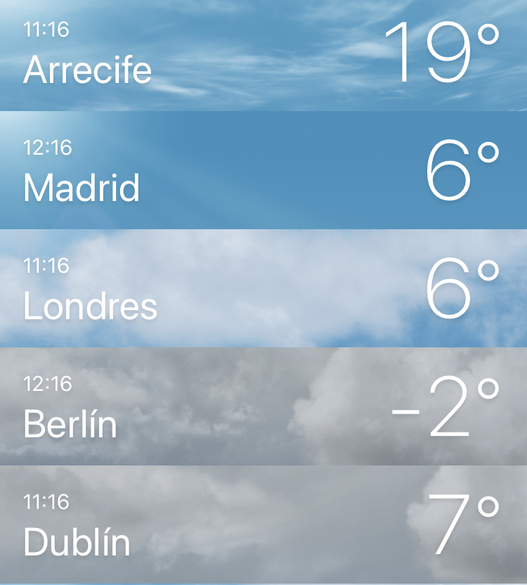 Lunes, 18 de enero 2021
🥶😱 ¿Llueve en tu ciudad?
🥶😱 ¿Hace frío?
🥶😱 ¿Sientes el viento frío?
😎🤩😎🤩 En Arrecife disfrutamos de excelentes temperaturas durante todo el año.