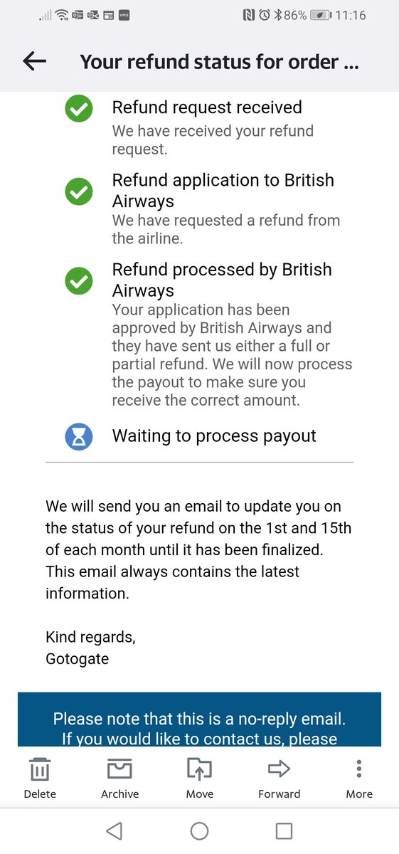 Heidijeh's tweet photo. @British_Airways I wonder if you are aware that @gotogate are using your name to lie it seems about my refund that I've been waiting 10 months for. Dec email processing payment. Jan email they waiting for you again. What's the truth? Tired of waiting on the end of a phone. https://t.co/Z3iRRj44gq