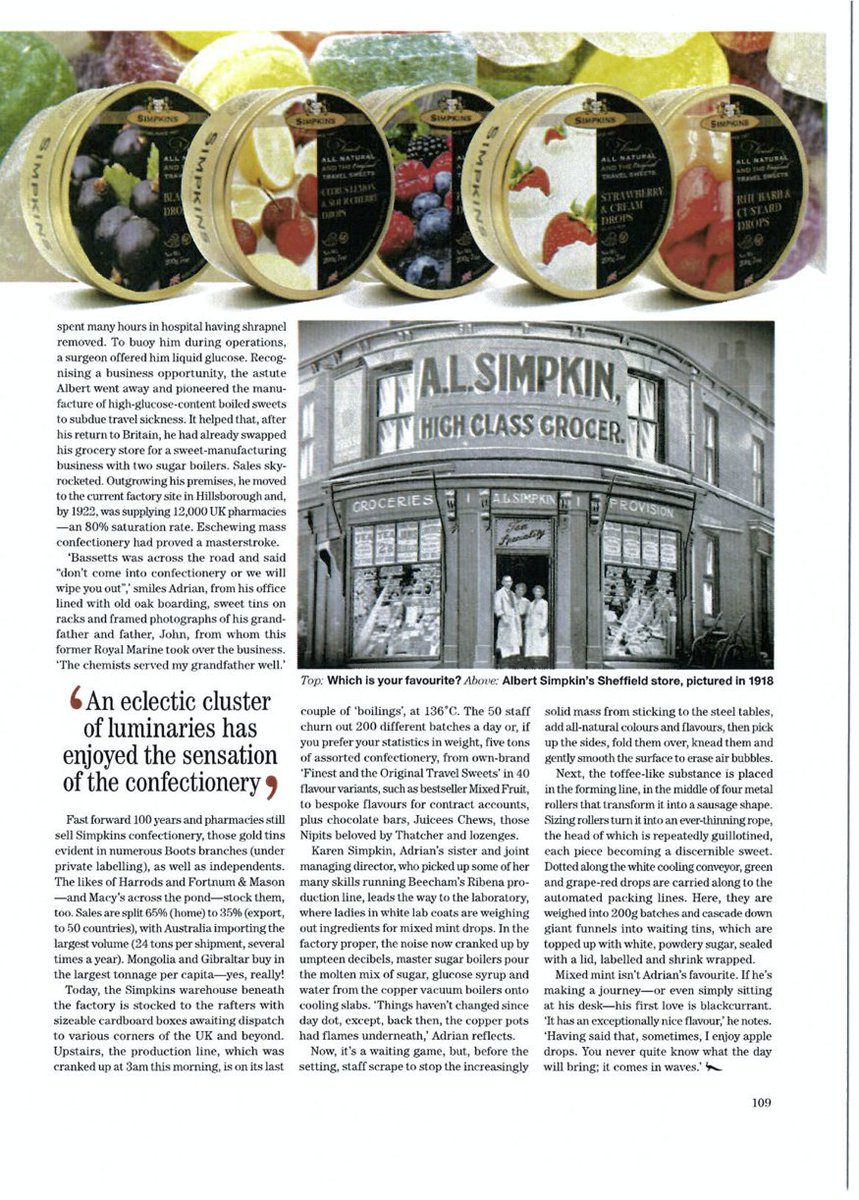 Simpkins are proud to feature in this month's edition of @Countrylifemag A celebration to announce 'Simpkins' 100th year of manufacturing the original, iconic “Gold“ British travel tin. Still family owned and still using the same methods an ingredients as we did in 1921