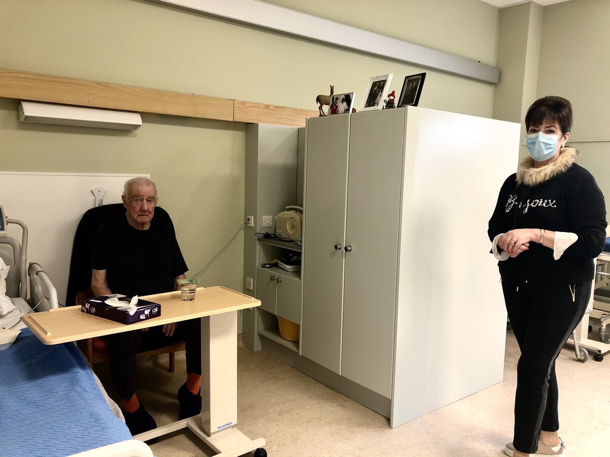 SouthEastCH's tweet photo. Tommy Kehoe from #Wexford, a resident at New Haughton Hospital, New Ross, waiting for his #CovidVaccine there this morning - with its Director of Nursing Margaret Nowlan O’ Neill (who also received hers from HSE/South East Community Healthcare vaccination team member Ann Coakley) https://t.co/pnFapyckyR