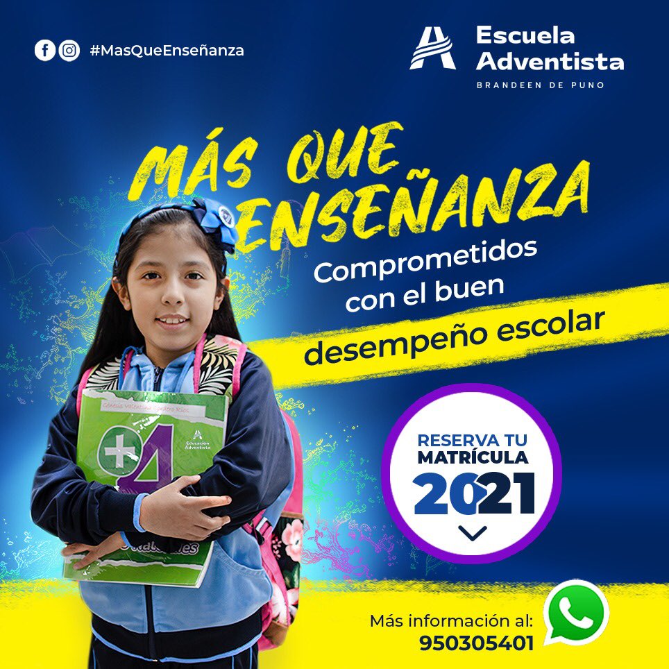 #Matrículas2021 Nuestro modelo educativo, más que enseñanza, garantiza el buen desempeño escolar  💯 

Informes y Matrículas Aquí ➡️: bit.ly/2FSiykTmatricu…
