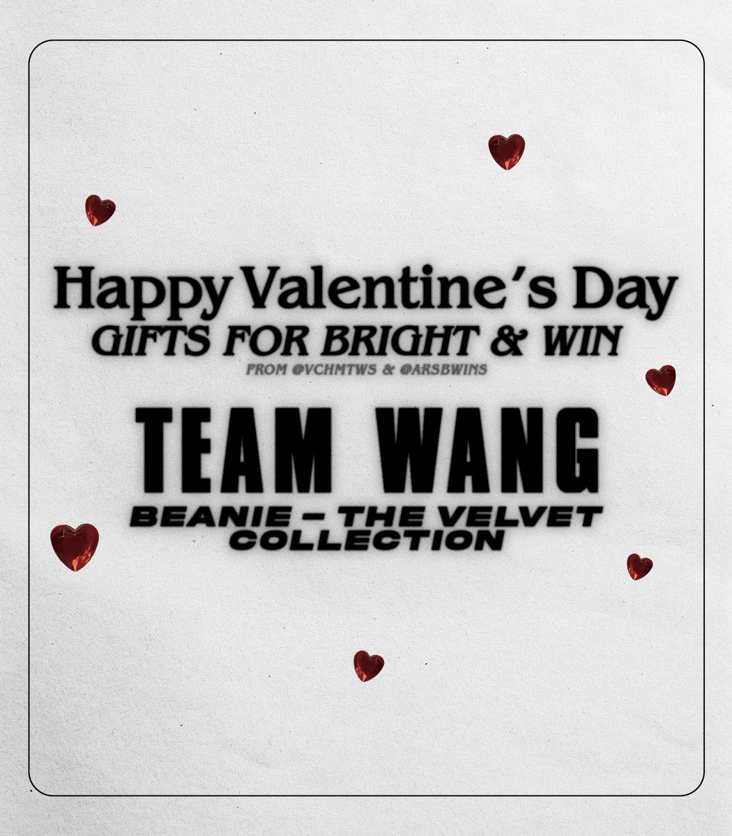 vchmtws's tweet photo. since valentine’s day is coming soon, @arsbwins and i have decided to give bright and win matching gifts: team wang beanies from the latest “the velvet collection” ☺️

we hope both of you boys like it 🎶🖤✨
#ValentineGiftforBright #WINfinity2021  #bbrightvc #winmetawin https://t.co/CJYmWavJmf