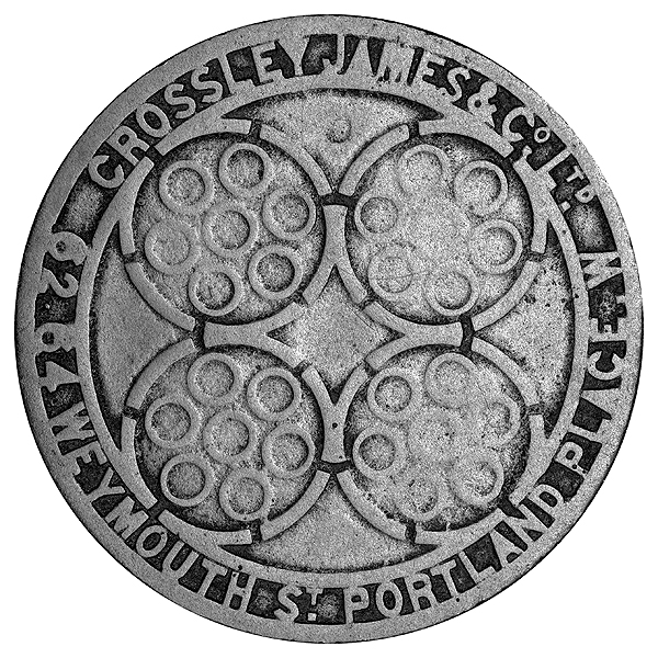 CoversUnderfoot's tweet photo. London, W1 coal plates, day 15: Three of William Crossley James ironmonger of 62 &amp; 64 Weymouth Street. Born in Coventry and successor to his father William Henry, (who traded from 1861), he traded from 1891 until his death in 1914.  The company itself continued into the 1920s. https://t.co/HCrebkWQJf
