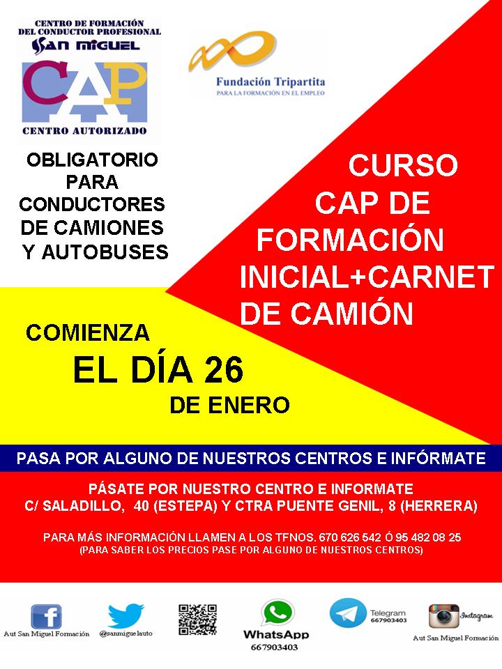 Nuevo curso de CAP INICIAL. Para conductores de camiones y autobuses.