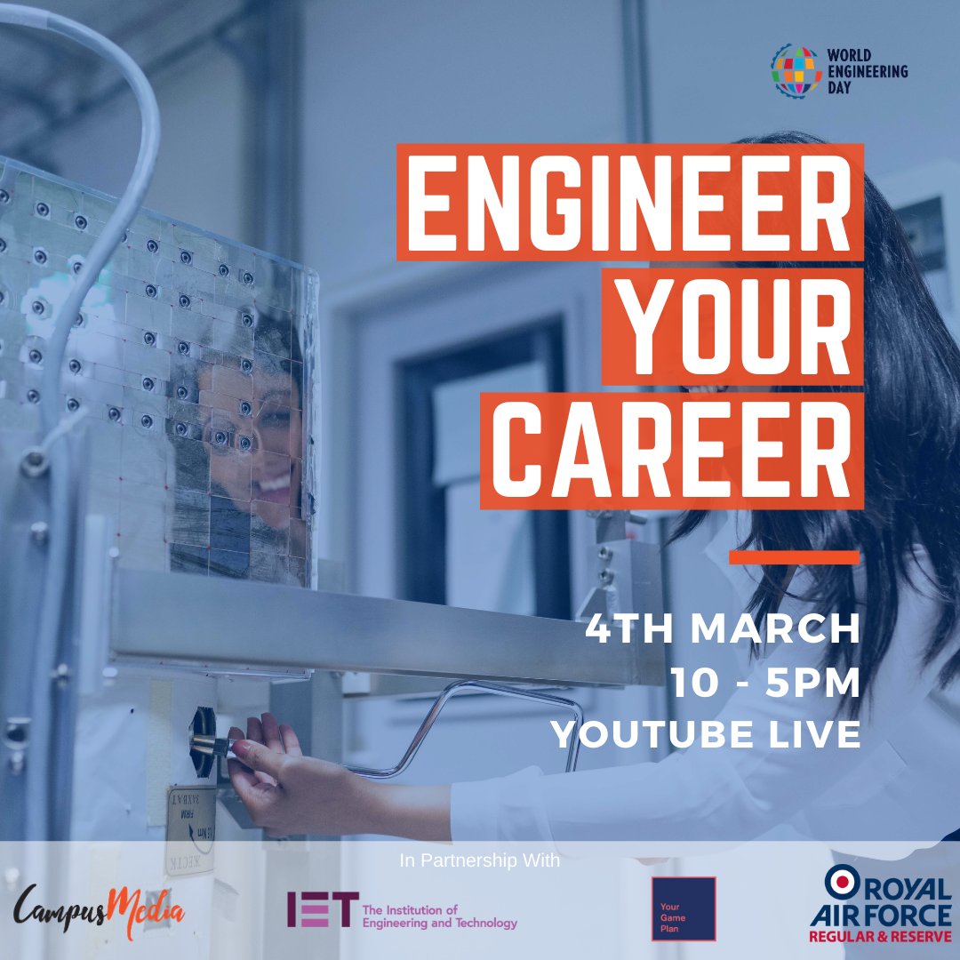 CampusMedia_UK's tweet image. We are hosting a NEW virtual event aimed at GCSE level students through to post graduates. Join the celebration of Engineering as a career on March 4th #WorldEngineeringDay. Event info in our bio. 

#stemevents #engineeringevents #students #careerevents