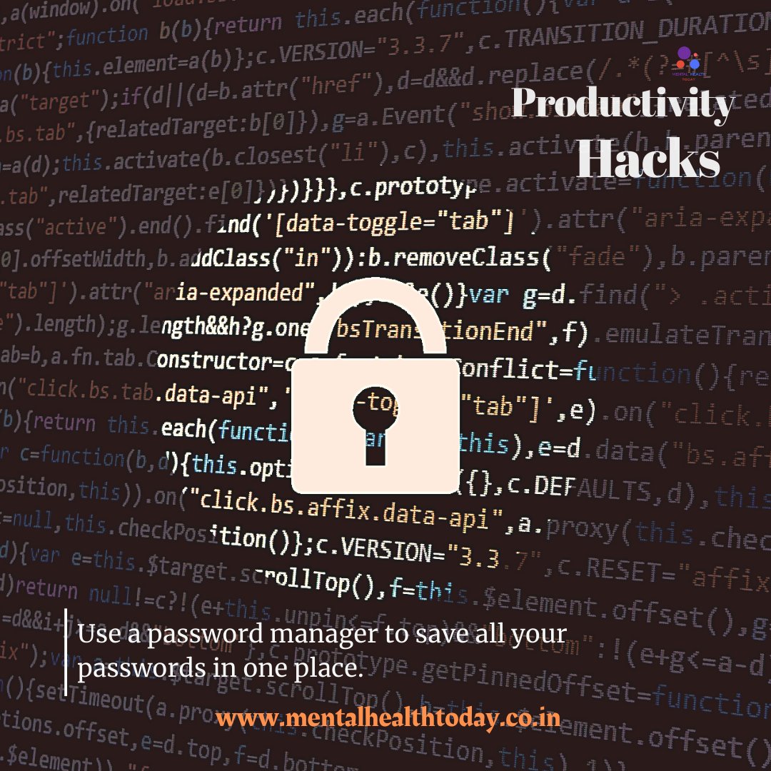 today_mental's tweet photo. A simple yet useful #productivityhack by #MHT
How many times do you forget your passwords?
Store all your #passwords in one app and never forget them.
#mhtproductivityhacks #hacks #productivity #productivitytips #productivityhabits #productivityplanner #forgetpassword https://t.co/8cUr1ZVEYo