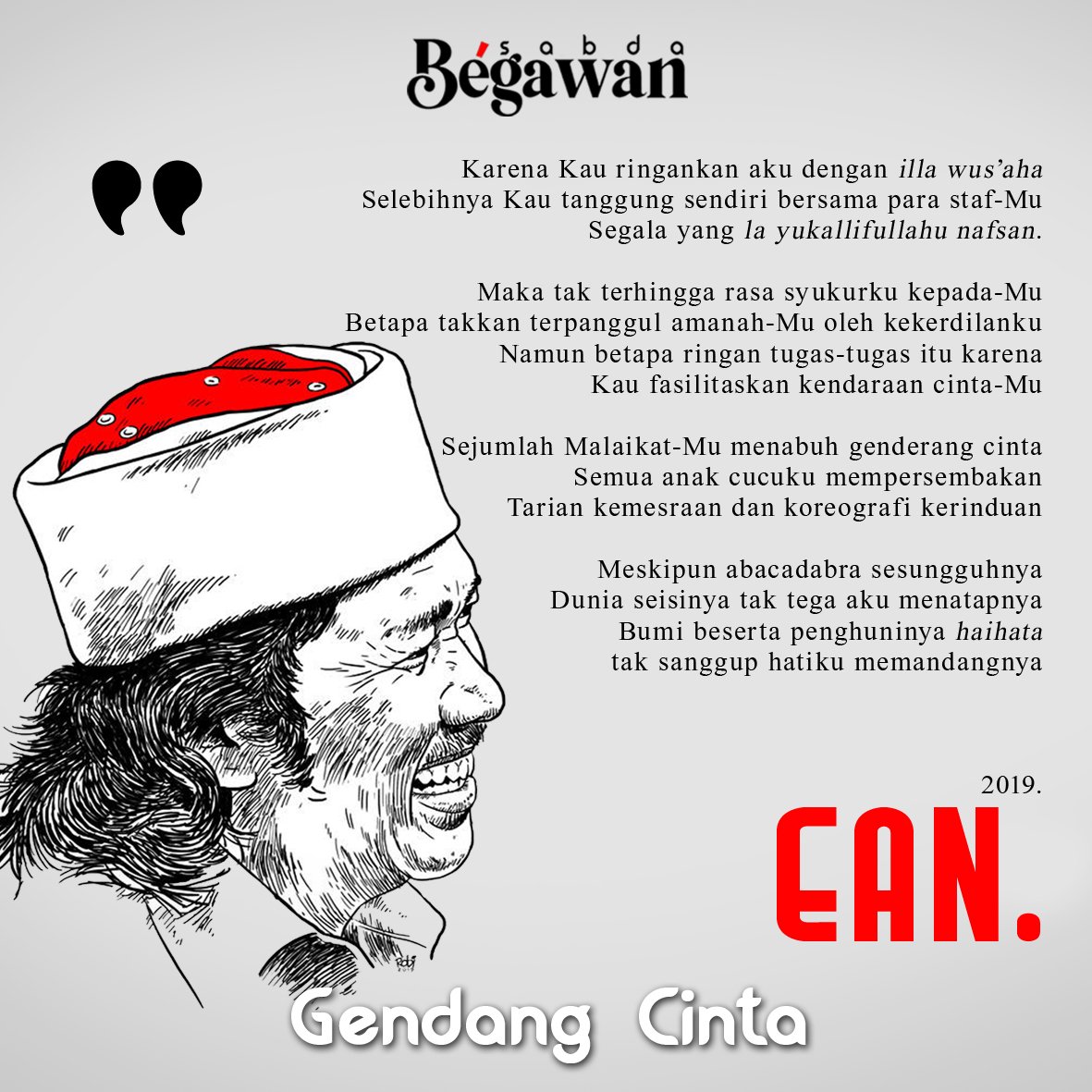 begawansabda's tweet photo. Puisi Mbah Nun pada tahun 2019 yang berjudul "Gendang Cinta"

@tetestuang @kiaikanjeng @caknundotcom https://t.co/EMZ3YQGZ4G
