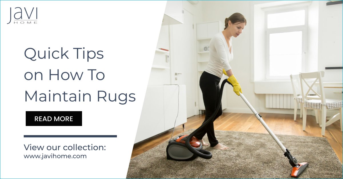 javihome's tweet photo. Bought a Rug but are unable to take care of it now? Don’t fret. Our new blog is here to your rescue. Check it out at - https://t.co/L96uaJPDQL. Follow these simple tips regularly to enjoy the comfort of your rugs for long.
#rugs #maintenance #javihome #blogs #vacuuming #cleaning https://t.co/YV48SbhCOe