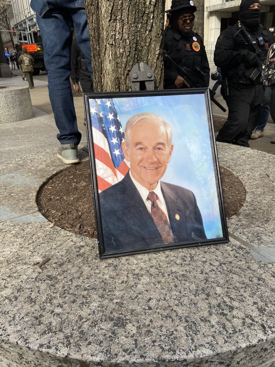 the ron paul portrait is affixed to a set of bolt cutters