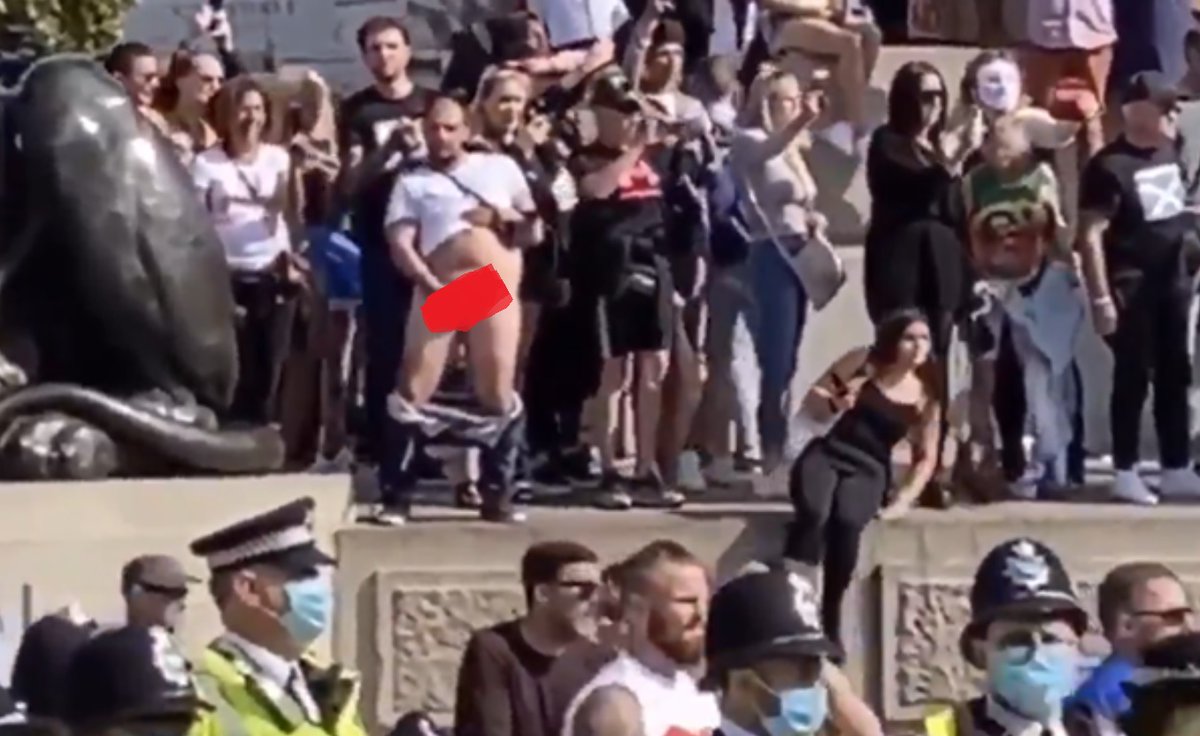 Encouraging killer crowds of Covid spreaders to go on anti-mask marches, and other such incredible, unbelievable stupidities. Such as these fine specimens in Trafalgar square. 22/37