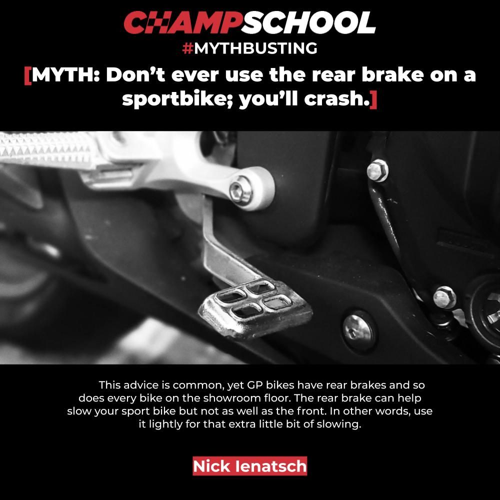 Time to stop this age-old rear brake myth.
Grads, we're pretty sure you remember spending a few laps becoming familiar with the rear brake ;)

#investinyou #learningispriceless #itsthereforareason 
<a href="/yamahamotorusa/">YamahaMotorUSA</a> <a href="/ridedunlop/">Dunlop Motorcycle</a>
