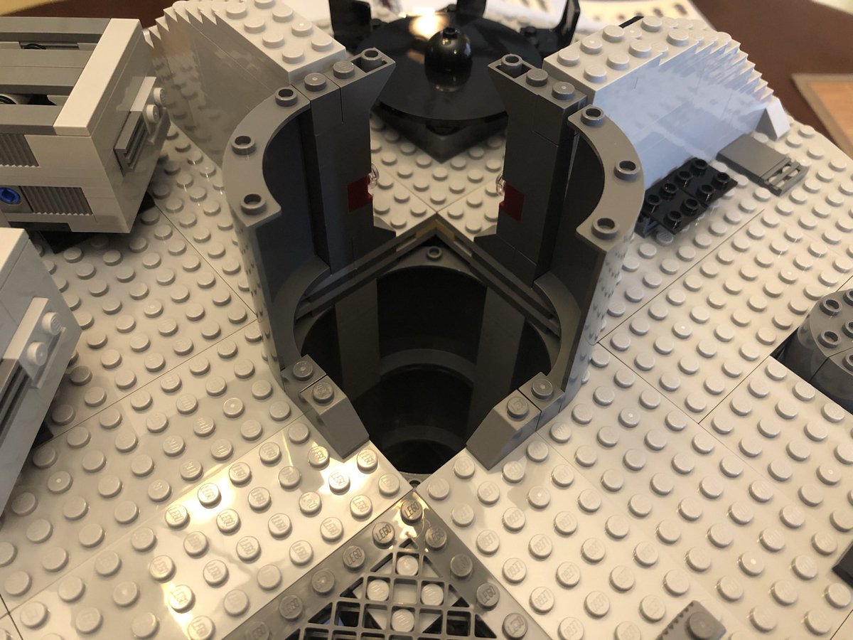 Rotate the Death Star 180 degrees and build walls on the other side, plus put these rounded pieces around the center.  #LEGO  