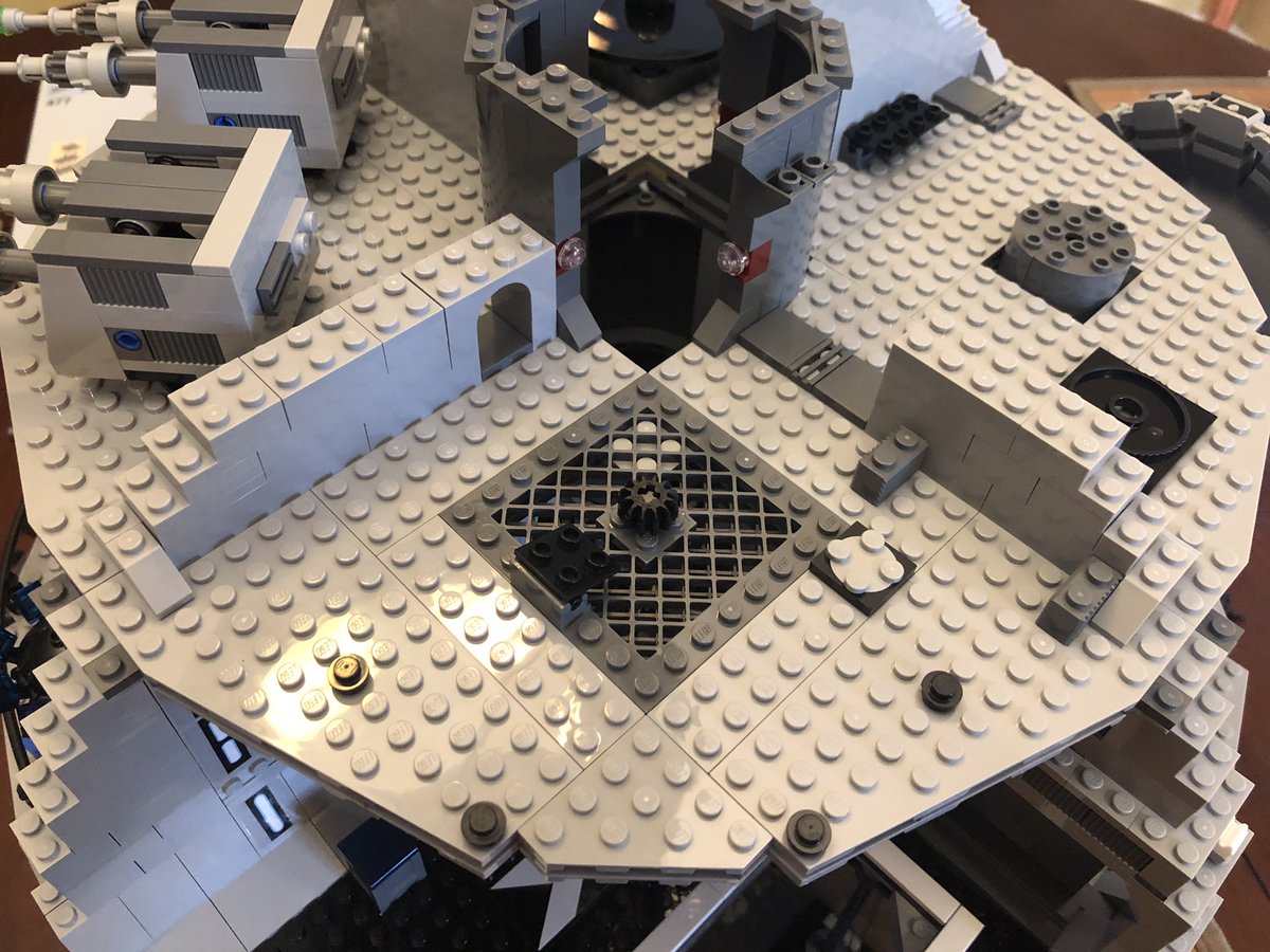 Rotate the Death Star 180 degrees and build walls on the other side, plus put these rounded pieces around the center.  #LEGO  