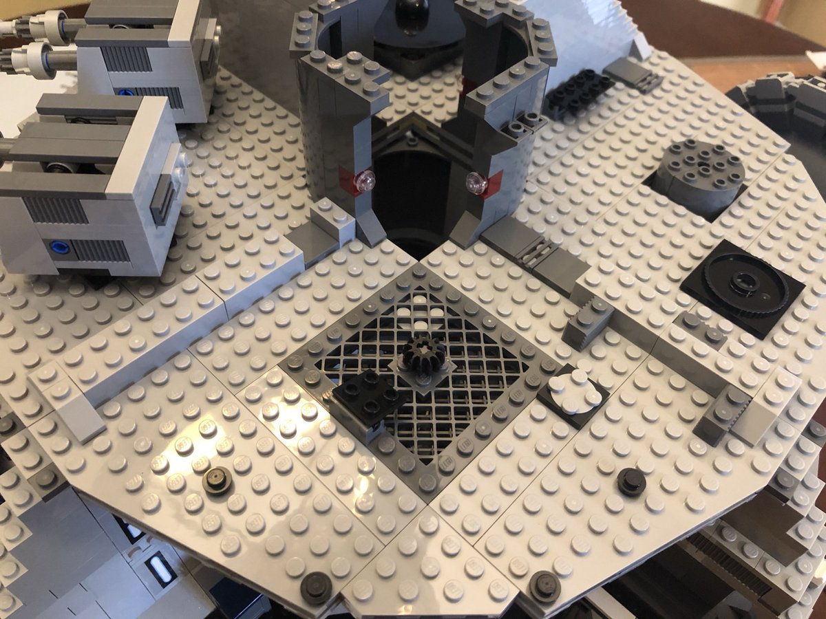 Rotate the Death Star 180 degrees and build walls on the other side, plus put these rounded pieces around the center.  #LEGO  