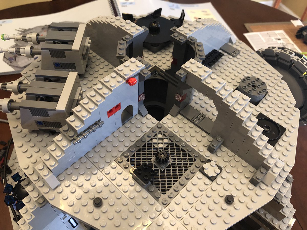 Rotate the Death Star 180 degrees and build walls on the other side, plus put these rounded pieces around the center.  #LEGO  