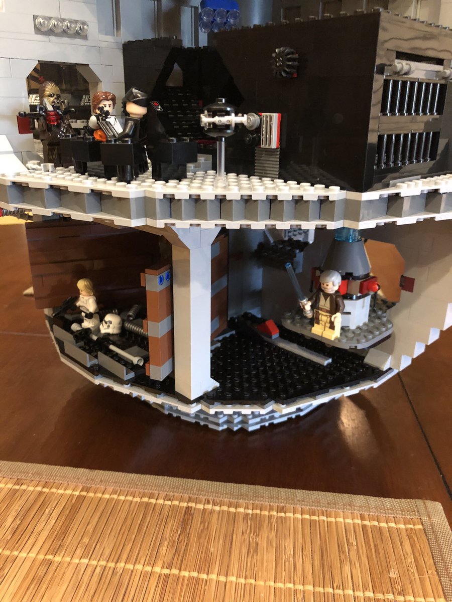 Ben disabling the tractor beam; Luke getting friendly with the dianoga in the trash compactorThe Soace Nazis about to blow up AlderaanHan and stormtroopers again; cargo bay underneath  #LEGO  