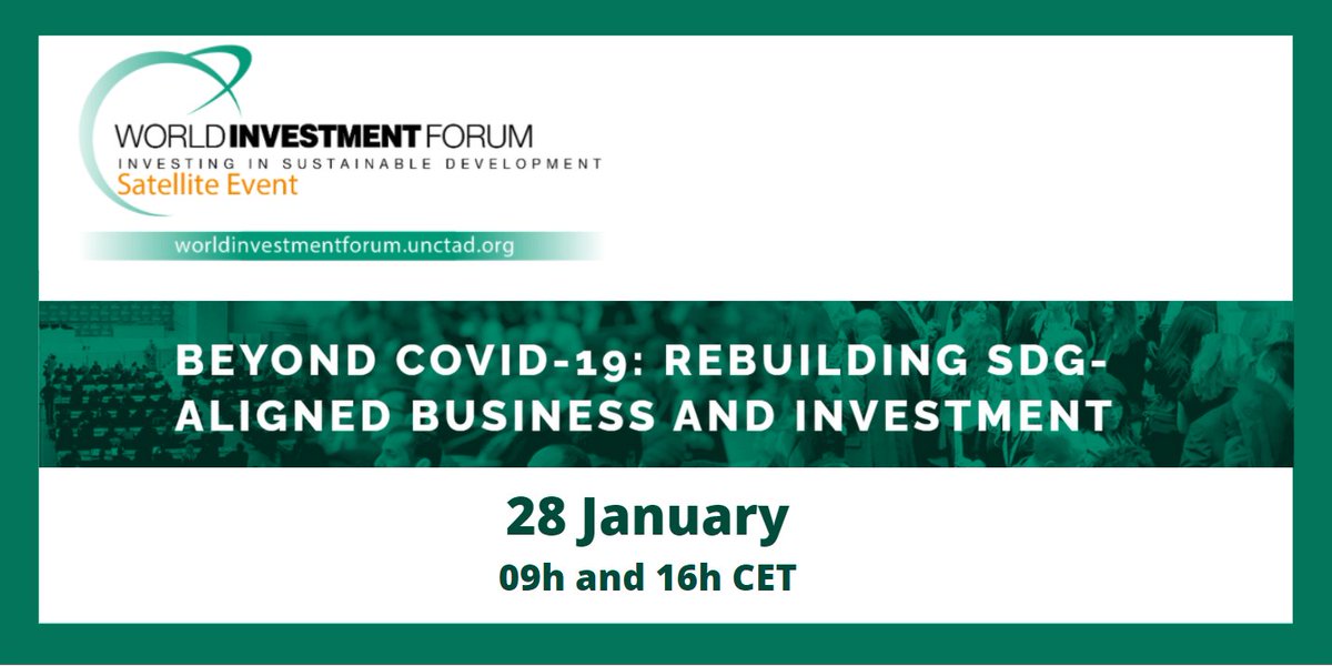 🚨Register now for the next 🇺🇳 World Investment Forum Satellite Event on 28 January.  Impact investing, blended finance and more. Two sessions to cover all time zones. Follow link for speaker list and registration. Free event, but registration required.
worldinvestmentforum.unctad.org/beyond-covid-1…