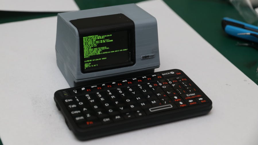 Hacksterio's tweet photo. The tiny DEC VT-102 hides a fully-functional, ESP32-powered PDP-11 minicomputer: https://t.co/wixKFQxxWp https://t.co/azSeneEiWE