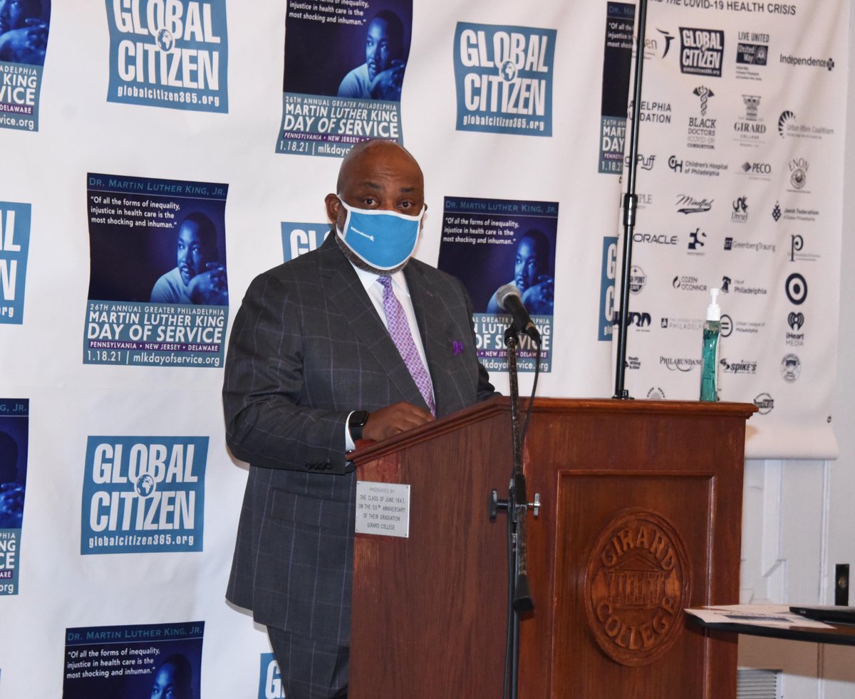 IBX CEO Greg Deavens &amp; Dr. <a href="/alastanford/">Ala Stanford MD</a> of Black Doctors COVID-19 Consortium honor the legacy of Dr. Martin Luther King, Jr. today at <a href="/GirardCollege/">Girard College</a> for <a href="/GCitizenMLK/">Global Citizen</a>'s #MLKDayofService. This year's service project offers free #COVID19 testing to the community. 📷: <a href="/HughE_Dillon/">PhillyChitChat</a>