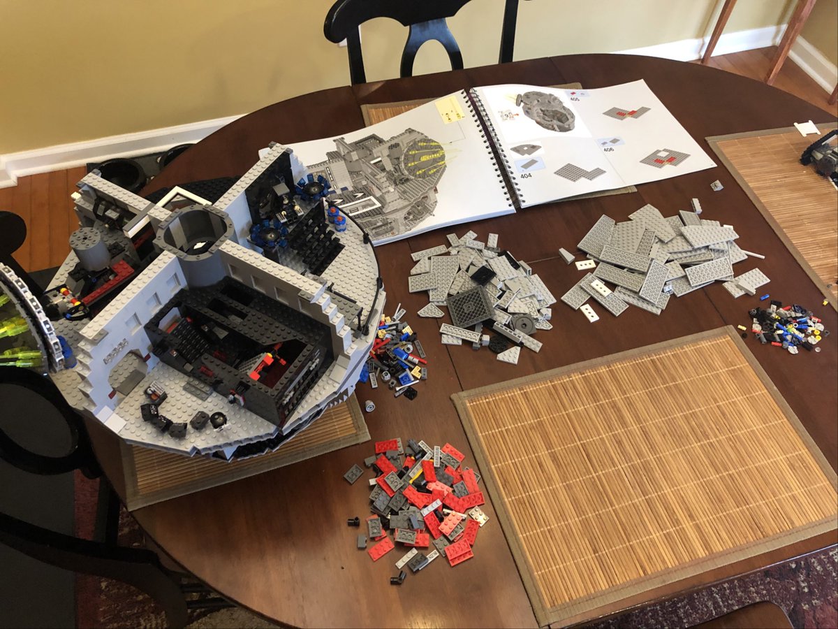 On to section 9! We are building floors again. The first one has a notch in it for the Death Star laser.  #LEGO  