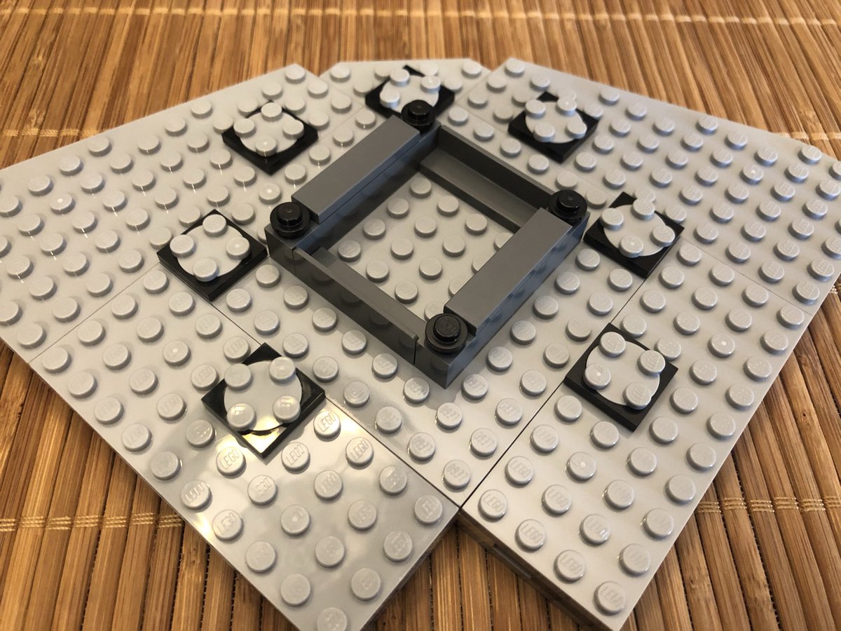 The next section is solid, and it gets 7 rotating plates on top. Underneath is this weird assembly, which rotates in two places (under the rounded plates)  #LEGO  