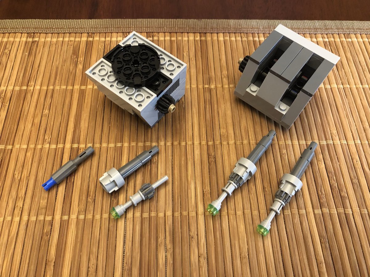 A few more steps and you can see we have a pair of turbo laser turrets! Attach them on the bases. They independently rotate and can be raised and lowered by the bears.  #LEGO  