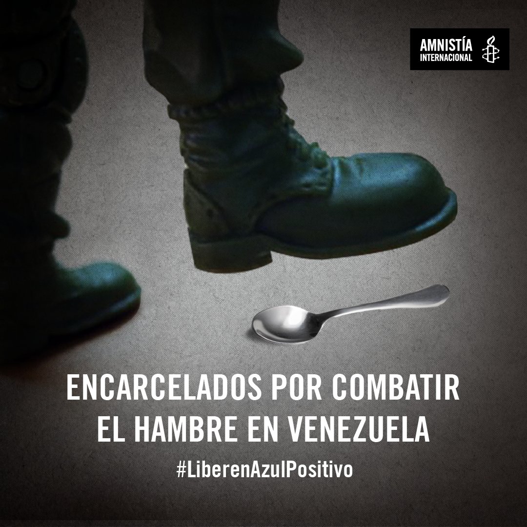 amnistia's tweet photo. Venezuela uno de los países con mayor nivel de hambre

Johan León Reyes
Yordy Bermúdez
Layners Gutiérrez 
Alejandro Gómez
Luis Ferrebuz

Han sido encarcelados por militares por mitigar el hambre con ayudas

#LiberenAzulPositivo
#NosFaltan5

Acción Urgente: https://t.co/494LM08o7J https://t.co/B2f4SnI1yv