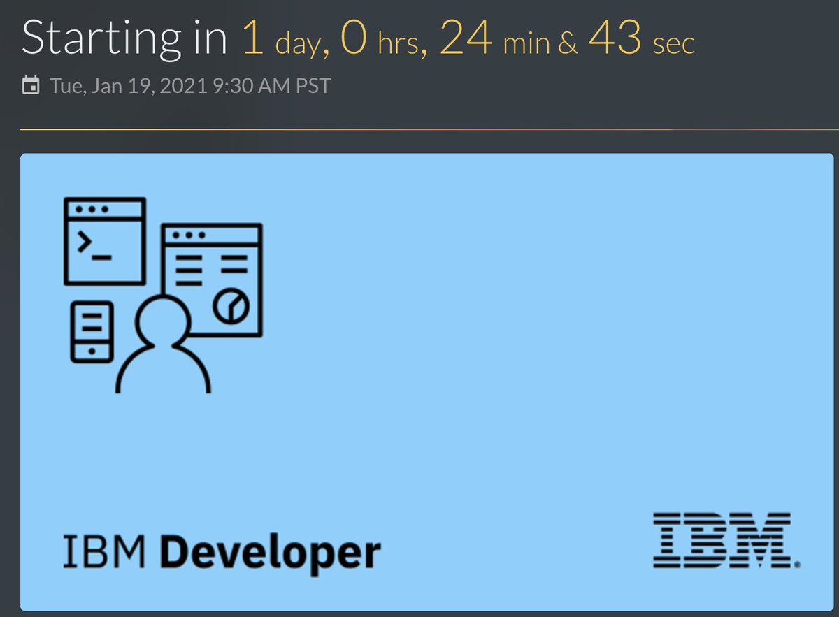 . <a href="/IBMDeveloper/">IBM Developer</a> presents #free webinar tomorrow at 9:30am PT on #Serverless with <a href="/openwhisk/">Apache OpenWhisk</a> and #SwiftUI here: crowdcast.io/e/getting-star…