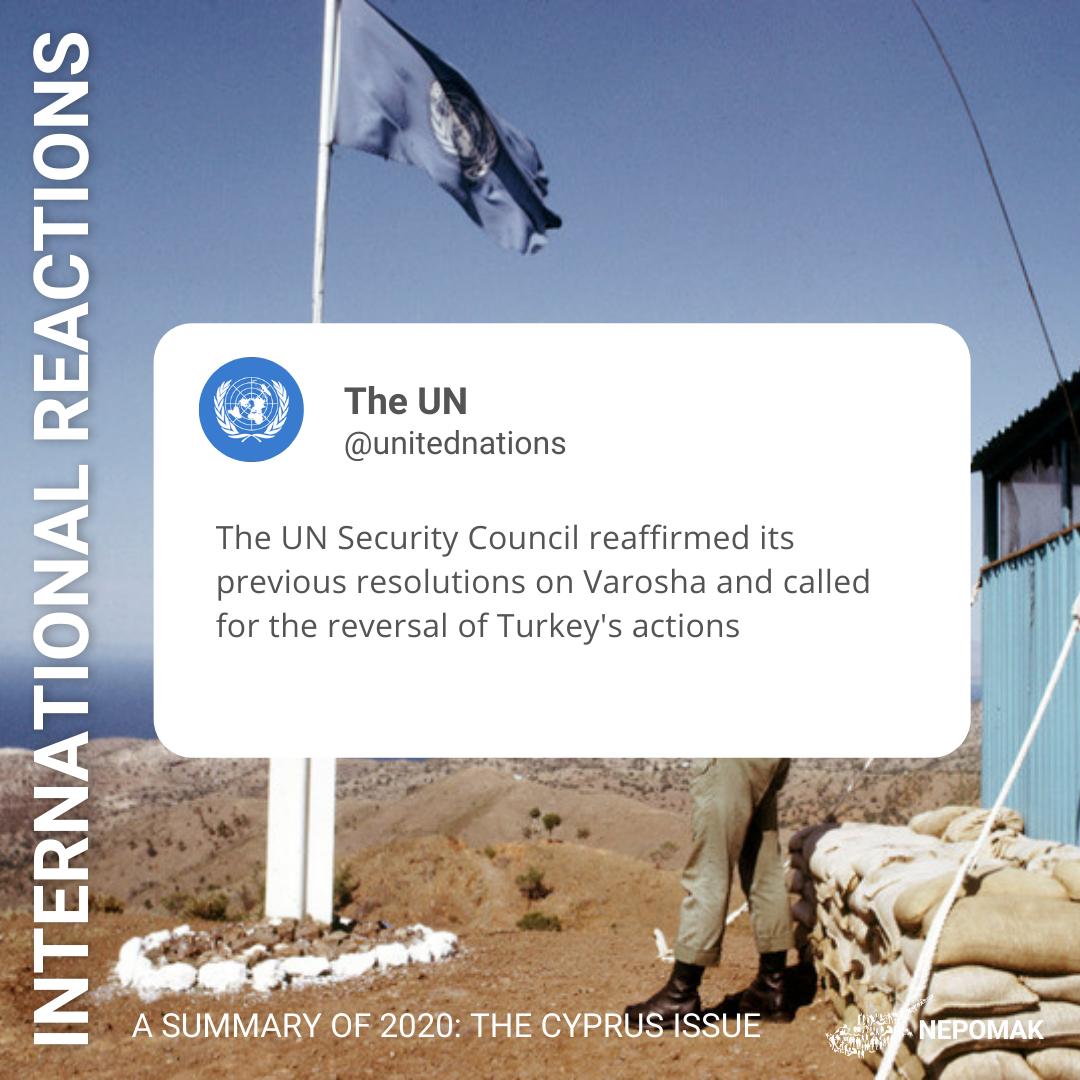The international community recognised Turkey's illegal behaviour by condemning and sanctioning it in accordance with international law. Some notable reactions 
