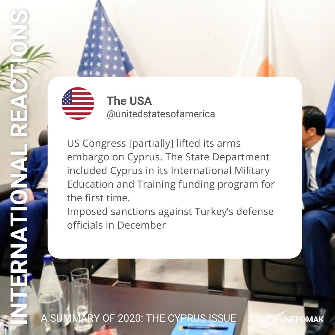 The international community recognised Turkey's illegal behaviour by condemning and sanctioning it in accordance with international law. Some notable reactions 