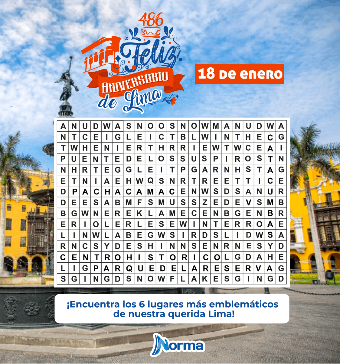 peru_norma's tweet photo. #RetoNorma #AniversarioDeLima
🎯Escribe aquí las respuestas y compártelo con todos tus amigos.
¡Mucha suerte a todos!
#EdicionesNormaPerú #AniversarioLima #486Aniversario https://t.co/dTp2Fd0B0D
