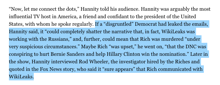 . @seanhannity hyped it on multiple nights on his Fox show, on his radio show, and on Twitter. We're talking about a combined potential audience here of ~tens of millions of people.~Imagine one of the loudest voices in TV saying the following about your dead brother or dead son: