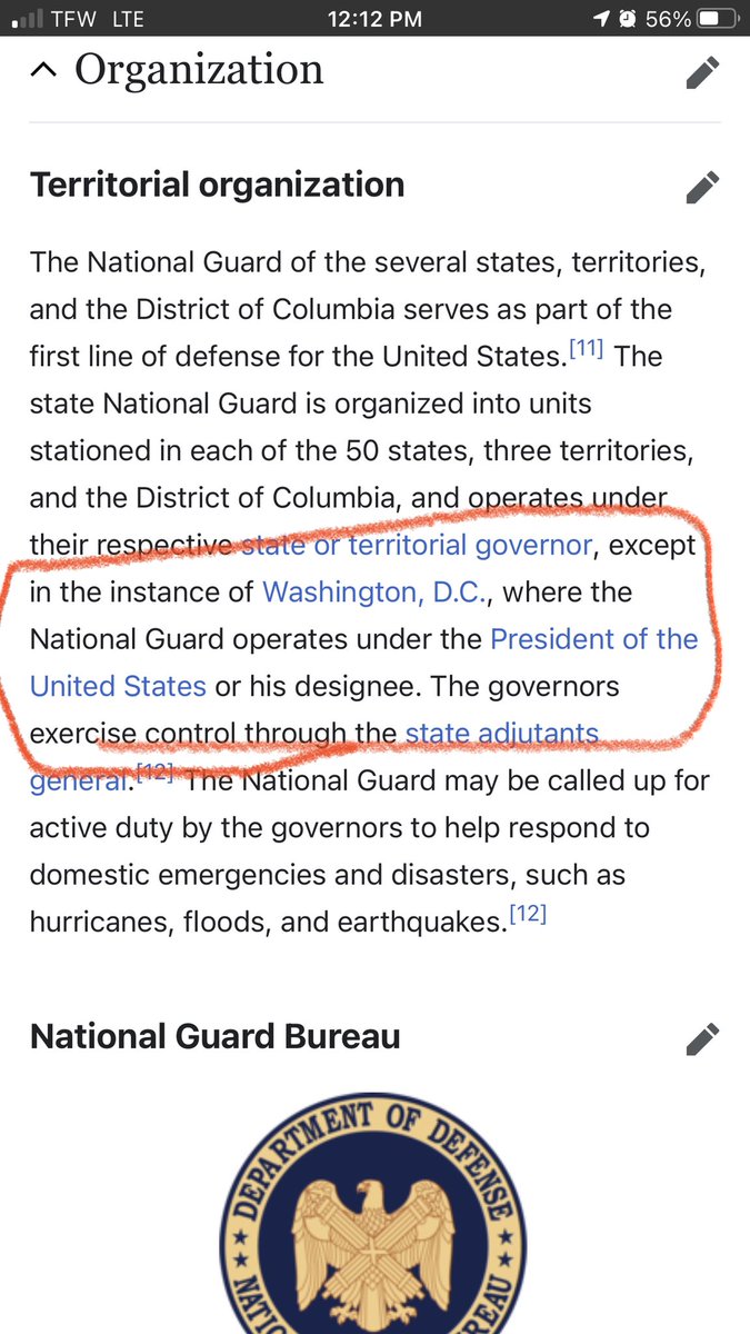 The Nat’l Guard does not “work under the direction” of the Metropolitan Police,  @MayorBowser. In Washington, DC they operate under the President of the United States. 