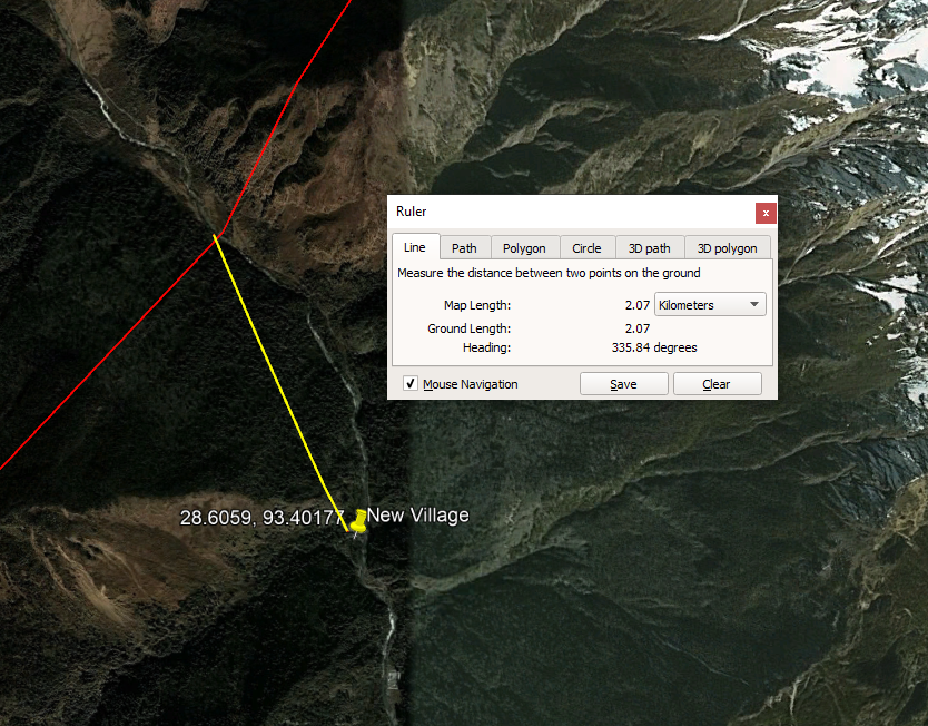 On that note, the US DoS LSIB is a global database of borders as recognised by the US government. In this part of India it appears to be what Google is using to mark its boundary.  https://data.humdata.org/dataset/large-scale-international-boundaries-lsibThe village is 2km beyond that line.