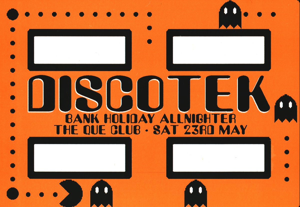 intheque1's tweet photo. How good does a Bank Holiday Allnighter sound about now? From May 1998, Discotek flyer from our archive.

#QueClub #Birmingham 
#Techno #UltimateOrange #HouseOfGod #ThirdEye #Atomic Jam #Birmingham
@jezc 
@brummusicpics 

credit: Az Jasat/Ultimate Orange https://t.co/VJ2jAuqBMl