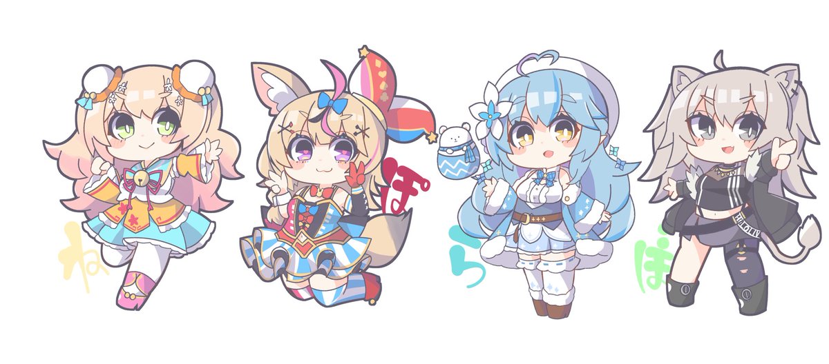 桃鈴ねね ,尾丸ポルカ ,獅白ぼたん ,雪花ラミィ 「ヘッダーかえた!!