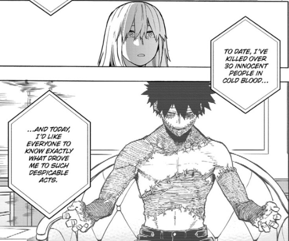 Endeavor's treatment of his family is abhorred. Nobody thinks what he did is okay or excuses his actions, but the two are NOT. MORALLY. EQUIVALENT. Dabi is somebody who admits to murdering 30+ people in cold blood. He let a comrade get killed all to further his own goals.