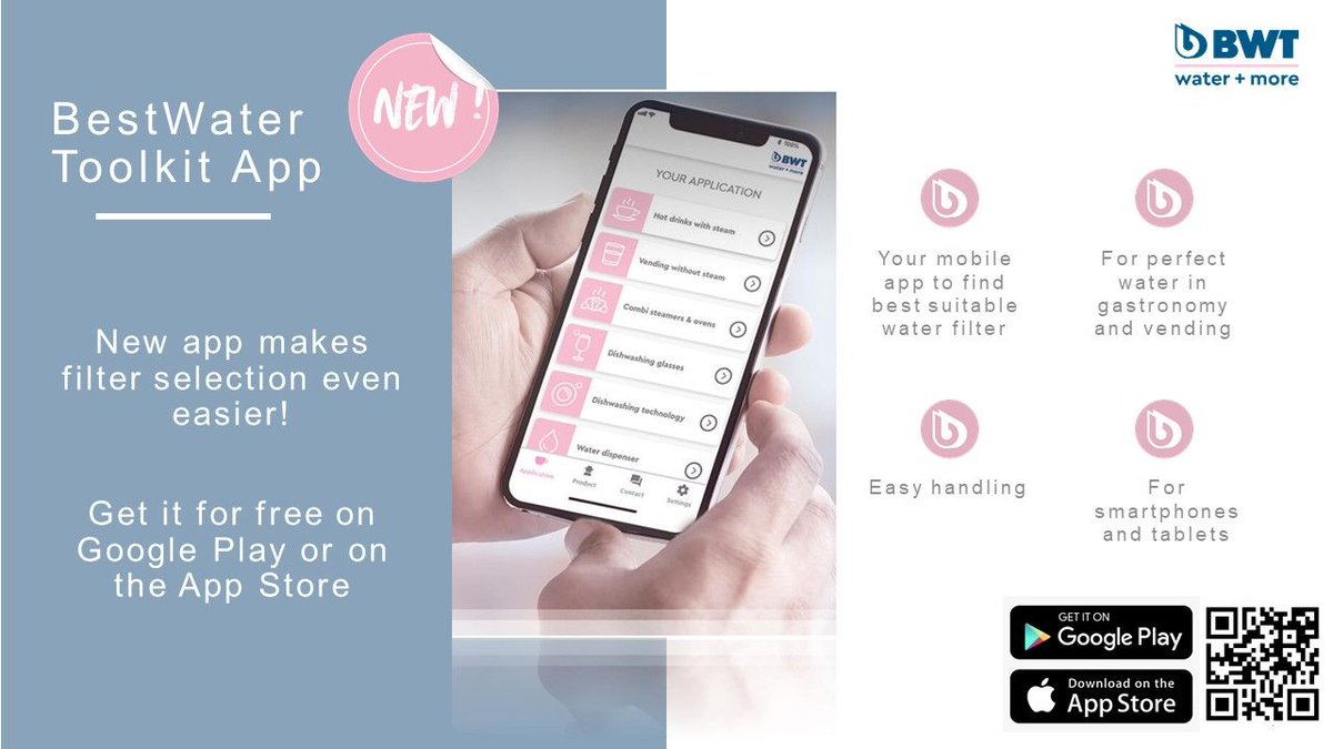 BWTUKLtd's tweet photo. We are excited to announce the @BWTwaterandmore - Professional Solutions #NewApp! This application will help you learn about which BWT products can optimise your water needs! It's free and easy to use: https://t.co/QuxF9iBr0Z
#bwt #bwtwaterandmore #app #bestwaterprofessionalapp https://t.co/JrGXQScLDT