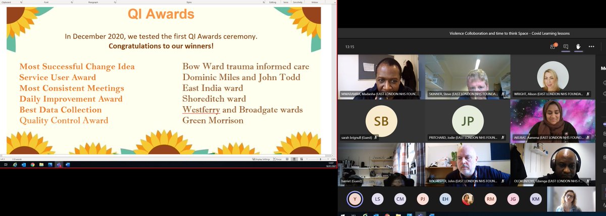 NicolBallingall's tweet image. With Madanha on the makeshift mic (computer mouse!) and dramatic music in the background, we proudly announced the winners of Dec #QIAwards Congratulations to... @LizzieNMP @Fart_Pug @FlipTriangle @gchingosho @WardWestferry @GreenMorrison2 @tonykasam @Gbenga_NHS @Jodiepritchard2