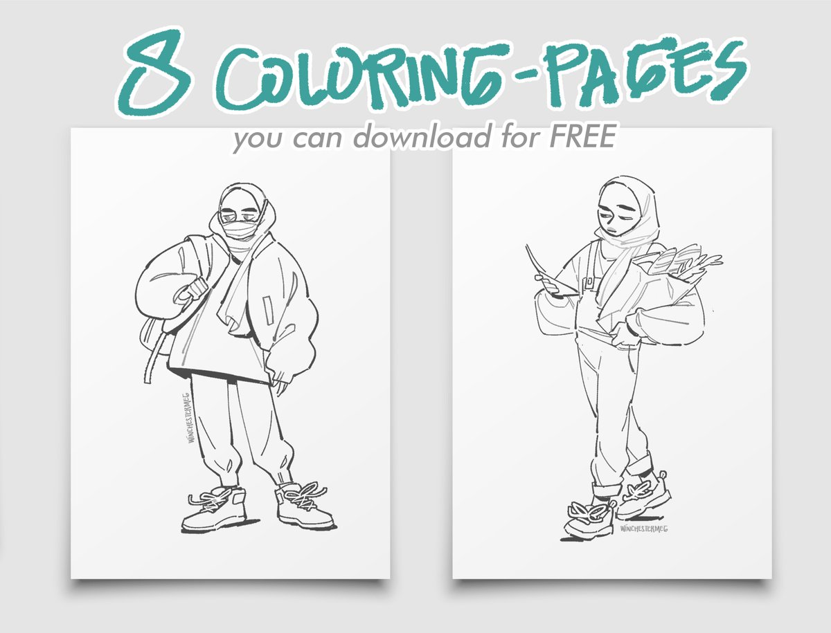 hi there, I made some ?free? download-able uncolored pages as a little gift for your supports. 

link on the tweet below :3 