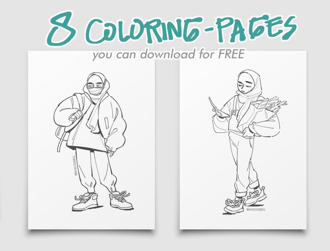 hi there, I made some ?free? download-able uncolored pages as a little gift for your supports. 

link on the tweet below :3 